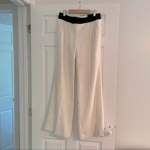Express white suiting pants with black waist detail, size 0R.